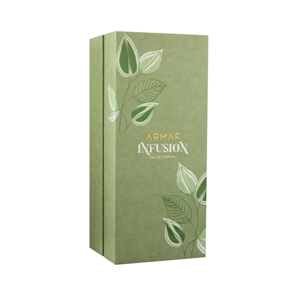 Armaf Infusion Eau de Parfum Flasche mit eleganter Verpackung und blumigen Duftnoten, sichtbar auf einem stilvollen Hintergrund
