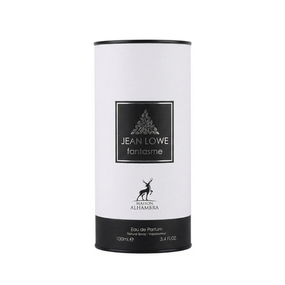 Maison Alhambra Jean Lowe Fantasme Eau de Parfum Flasche mit elegantem Design, stilvolle Verpackung, Parfüm-Details sichtbar