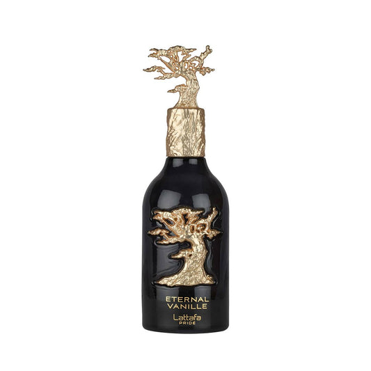 Lattafa Pride Eternal Vanilla Eau de Parfum Flasche mit Vanillegeschmack und eleganter Verpackung, Duft für Damen und Herren