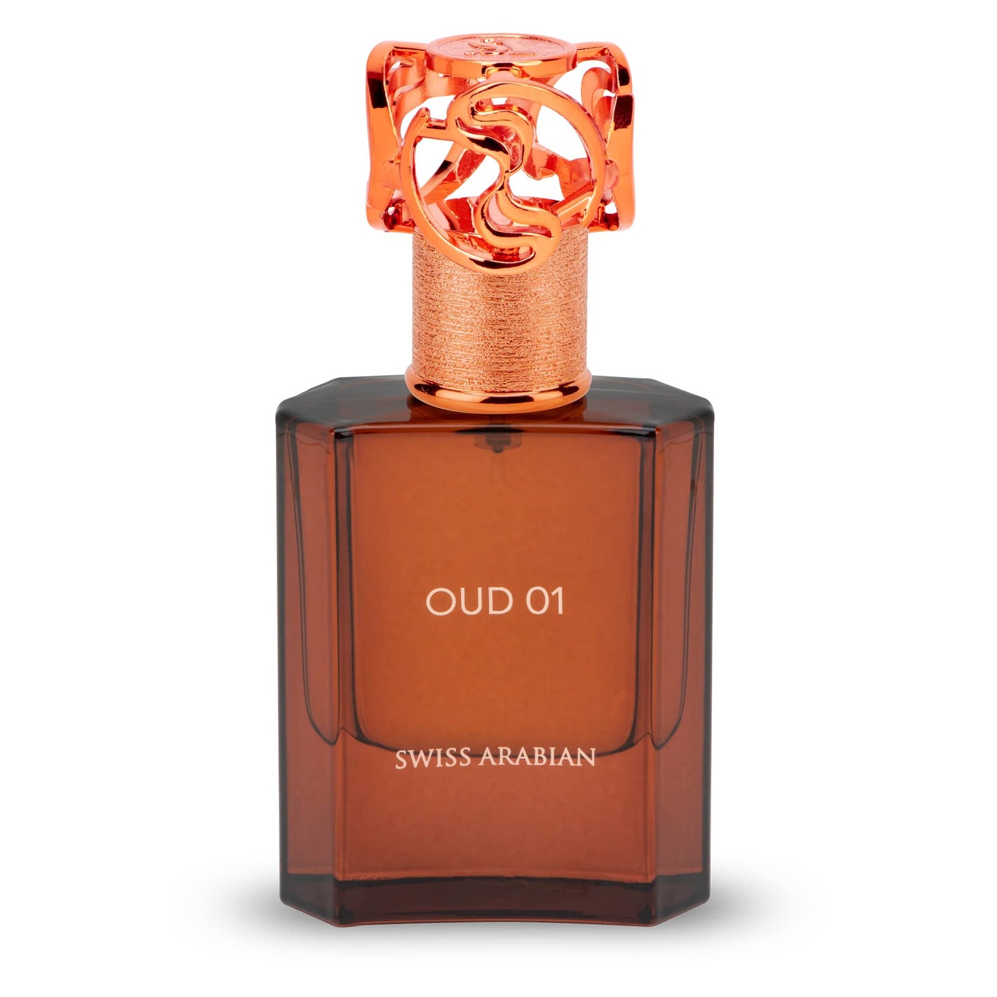 SWISS ARABIAN Oud 01 Eau de Parfum Flasche mit goldener Kappe und eleganten Design, Duftnote für Männer und Frauen