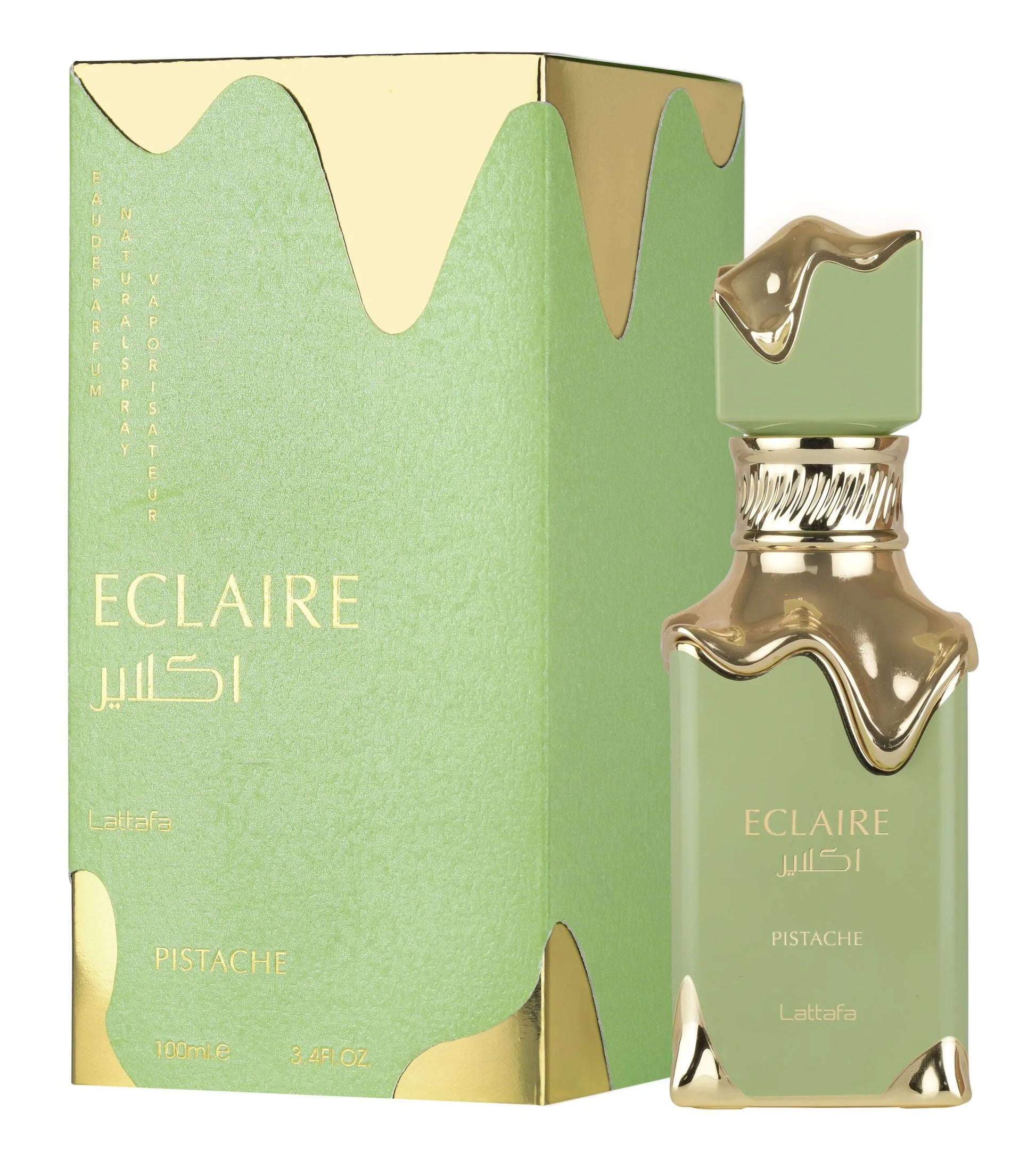 Lattafa Eclaire Pistache Eau de Parfum mit Flakon und grünen Pistazien-Noten, elegantes Parfüm für Damen und Herren