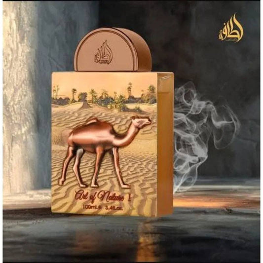 Lattafa Pride Eau de Parfum Geschenkset Art of Nature I, elegante Verpackung mit Parfümflaschen und Accessoires sichtbar