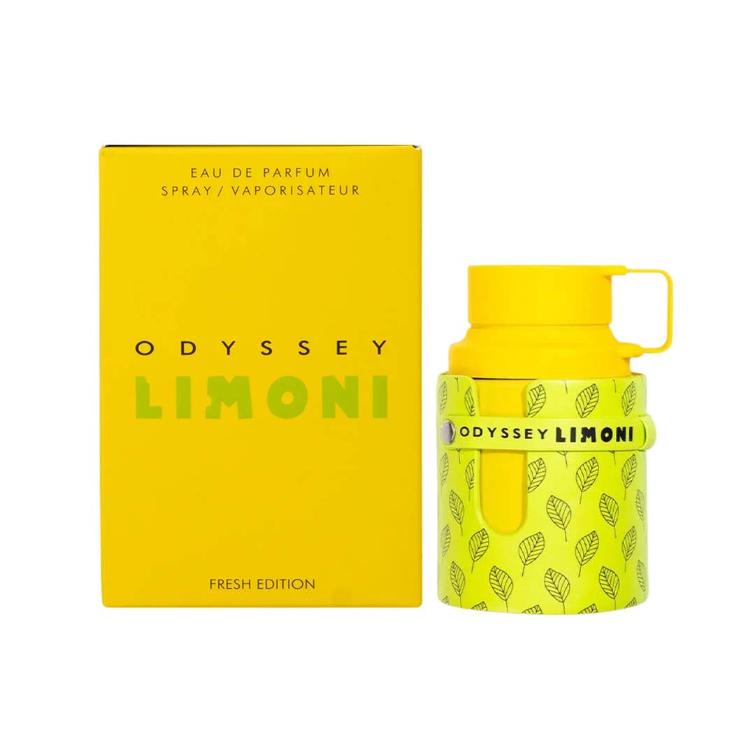 Armaf Odyssey Limoni Fresh Eau de Parfum Flasche mit Zitrusdüften und elegantem Design auf weißem Hintergrund